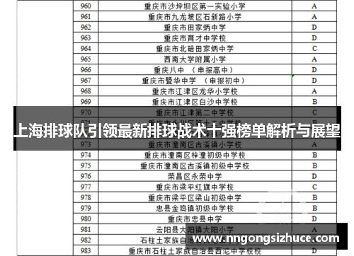 上海排球队引领最新排球战术十强榜单解析与展望